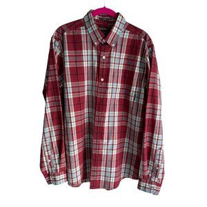 EDDIE BAUER Classic‎ Fit  Red & Blue Plaid Mens Long Sleeve Button Up, XL